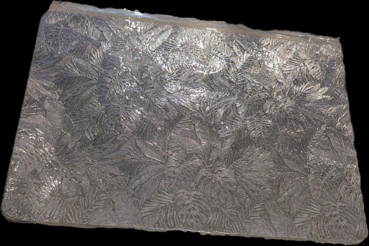 Set x4 indivi pvc flores plata 30x44 cm