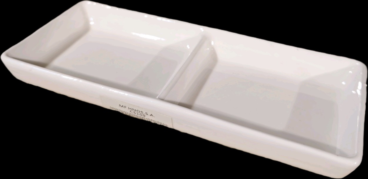 Bandeja rectang ceram c/2 divis 15x6 3cm