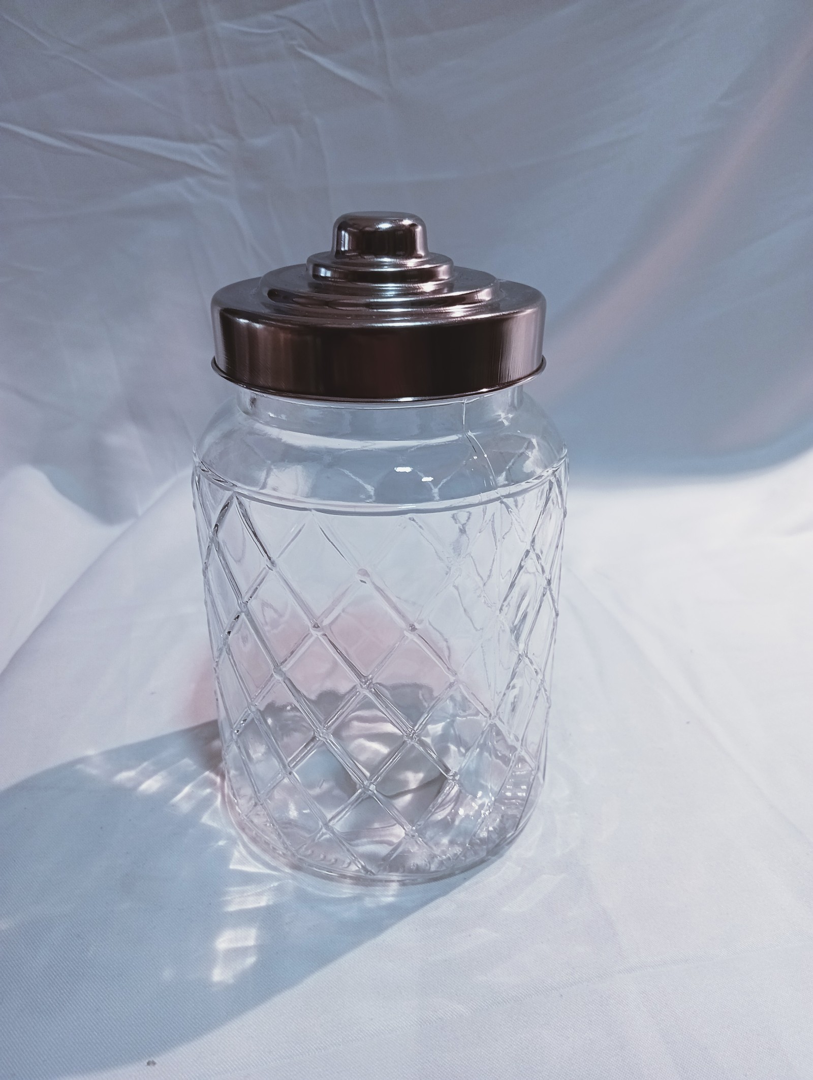 Frasco vidrio tram tapa acero 18cm