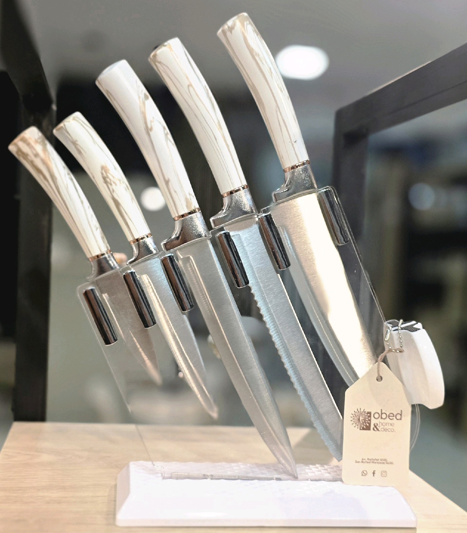 Taco acríl x5 cuchillas blanco