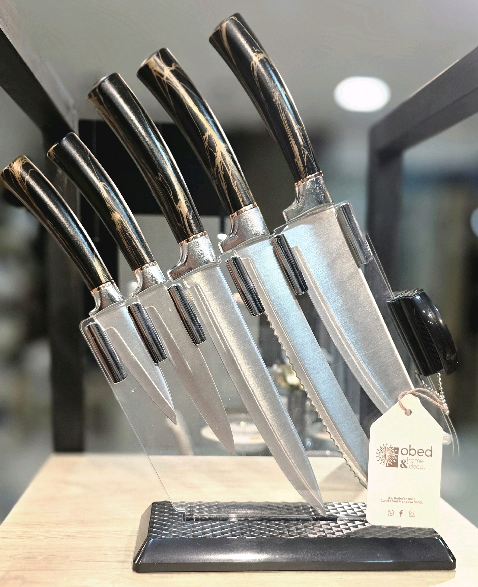 Taco acríl x5 cuchillos negros